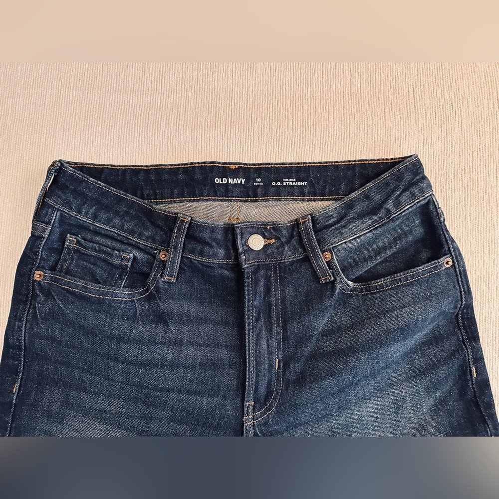 Old Navy Women's Dark Blue Mid-Rise OG Straight Ankle Jeans. Size 10P. NWOT - Picture 7 of 16